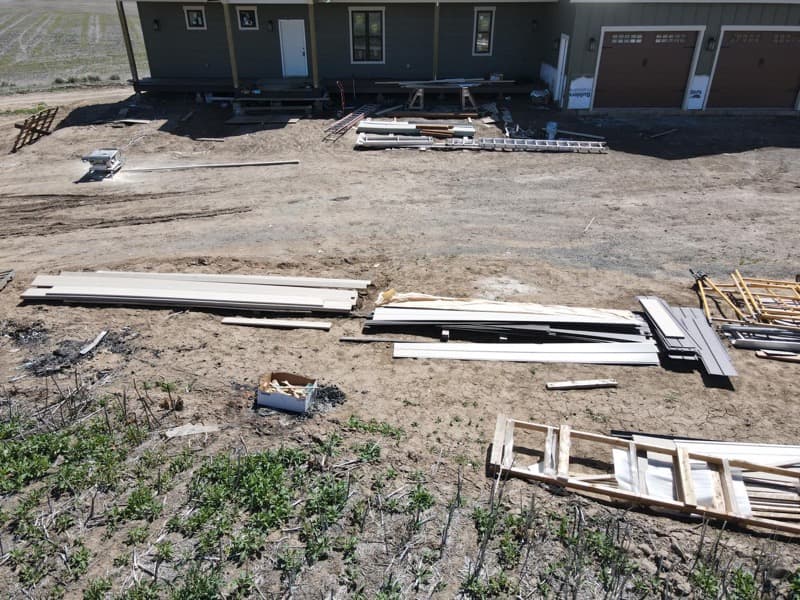 Bare dirt yard at a new build before landscaping
